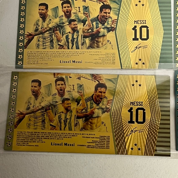 5 Lionel Messi Gold Foil Argentina Bank Note Notes Soccer Football Futbol #10 - Picture 8 of 10